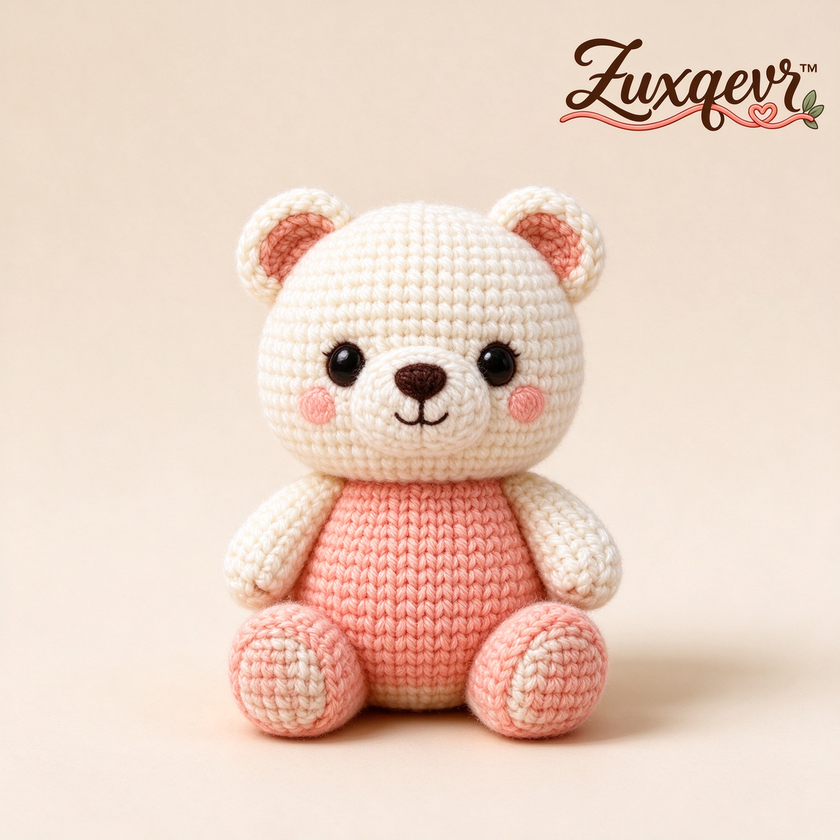 𝒁𝒖𝒙𝒒𝒆𝒗𝒓™ Cream & Pink Crochet Bear