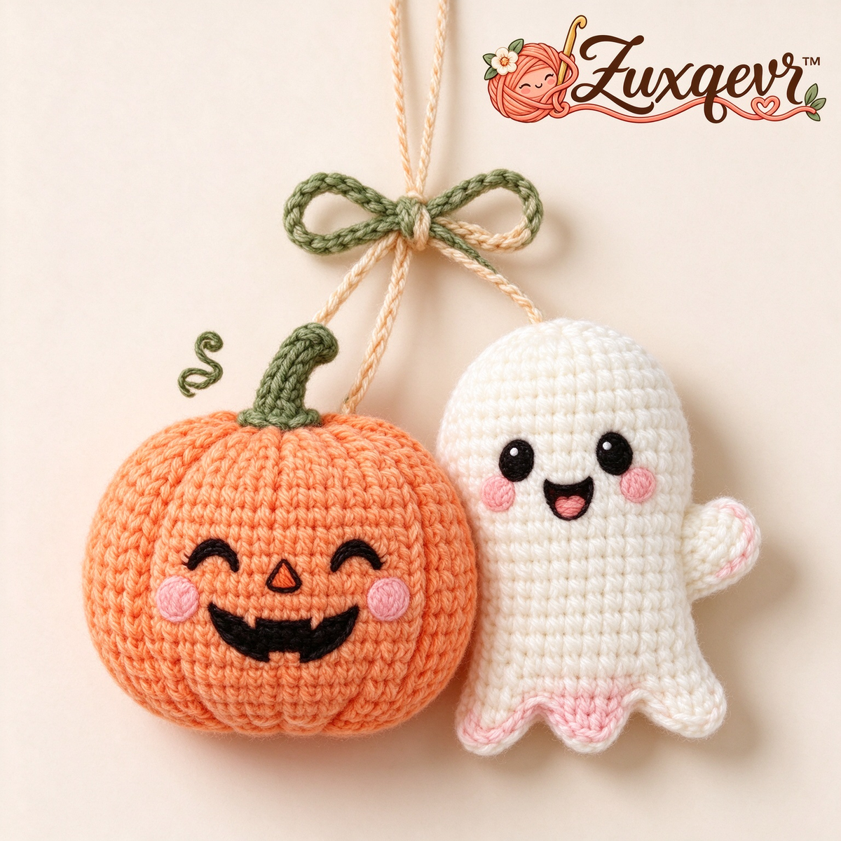 𝒁𝒖𝒙𝒒𝒆𝒗𝒓™ Pumpkin & Ghost Crochet Hanging Decoration