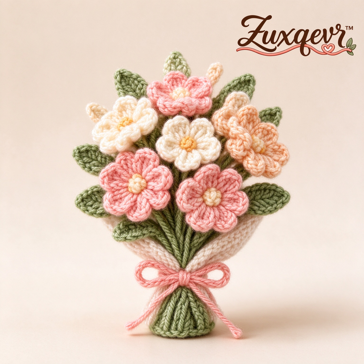 𝒁𝒖𝒙𝒒𝒆𝒗𝒓™ Pink & Peach Crochet Flower Bouquet