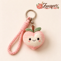 𝒁𝒖𝒙𝒒𝒆𝒗𝒓™ Smiling Peach Crochet Keychain with Wrist Strap