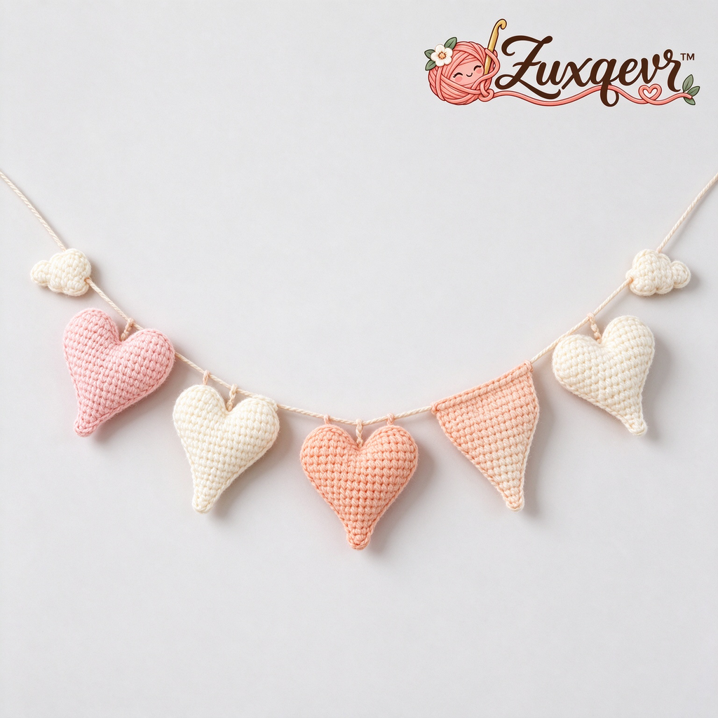 𝒁𝒖𝒙𝒒𝒆𝒗𝒓™ Pastel Crochet Heart Bunting