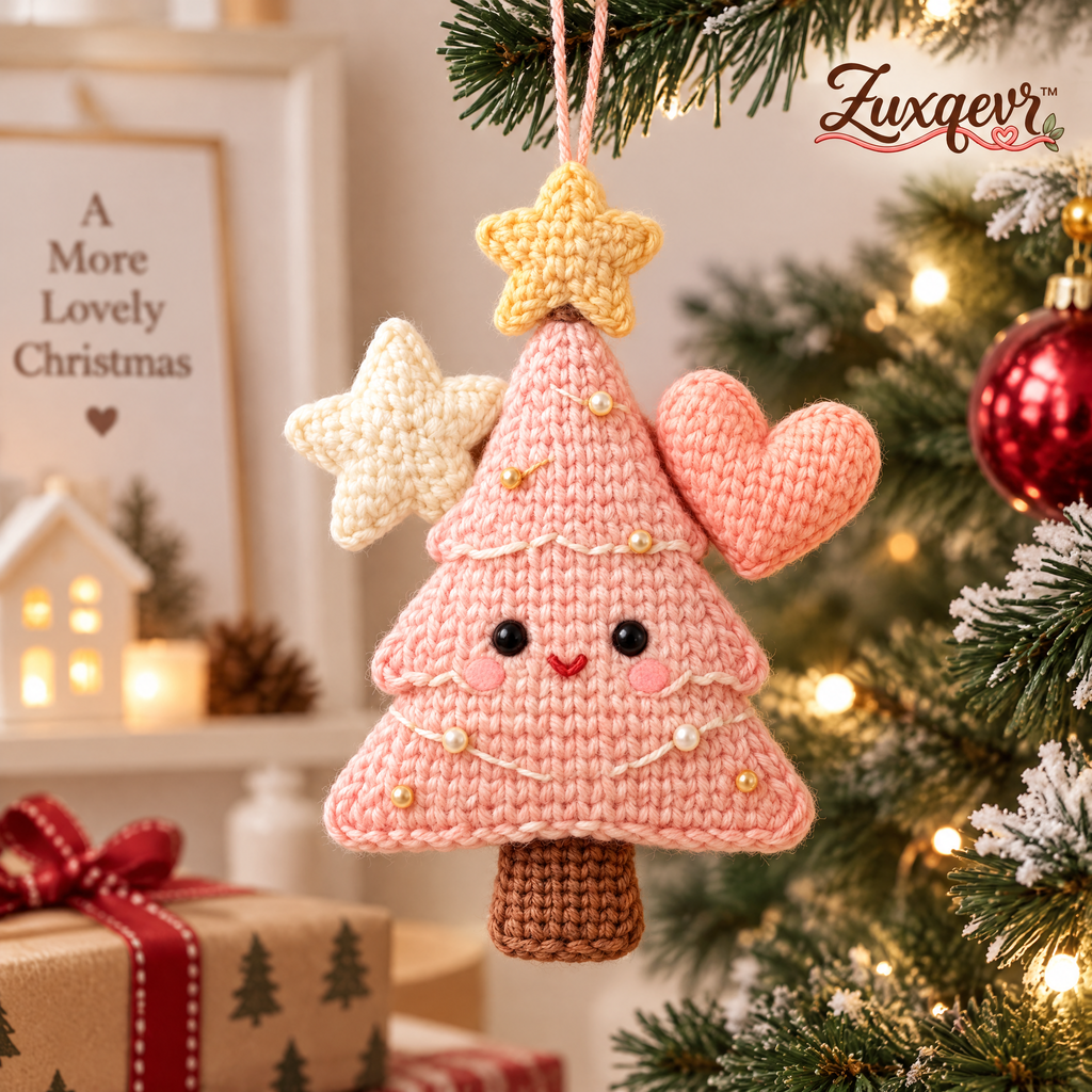 𝒁𝒖𝒙𝒒𝒆𝒗𝒓™ Pink Christmas Tree Crochet Ornament