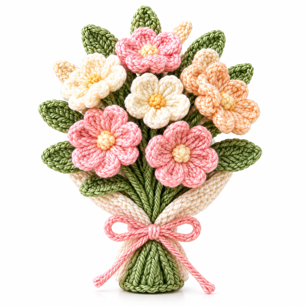 𝒁𝒖𝒙𝒒𝒆𝒗𝒓™ Pink & Peach Crochet Flower Bouquet