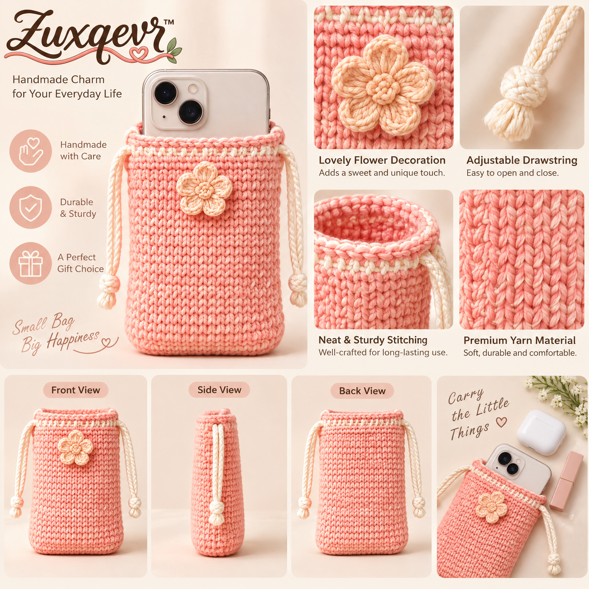 𝒁𝒖𝒙𝒒𝒆𝒗𝒓™ Daisy Crochet Phone Crossbody Bag