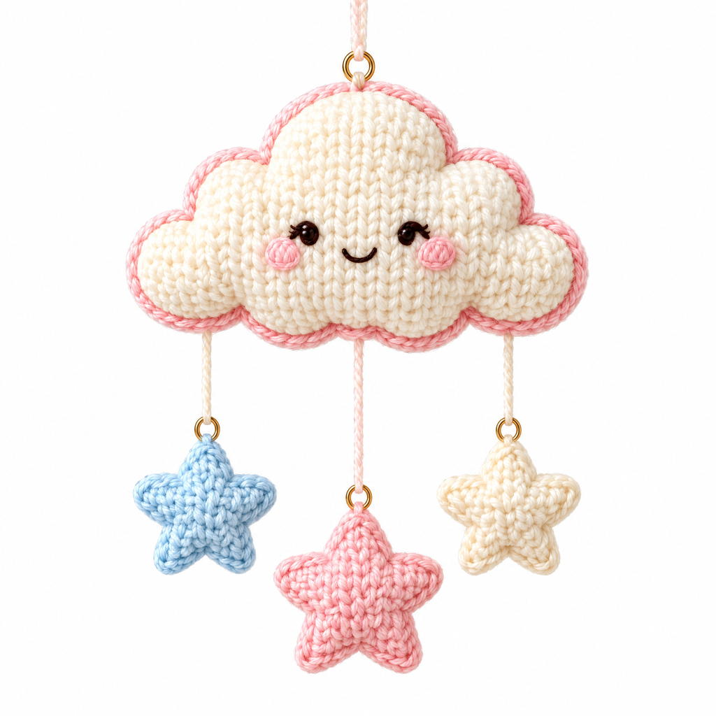 𝒁𝒖𝒙𝒒𝒆𝒗𝒓™ Smiling Cloud & Stars Crochet Wall Hanging