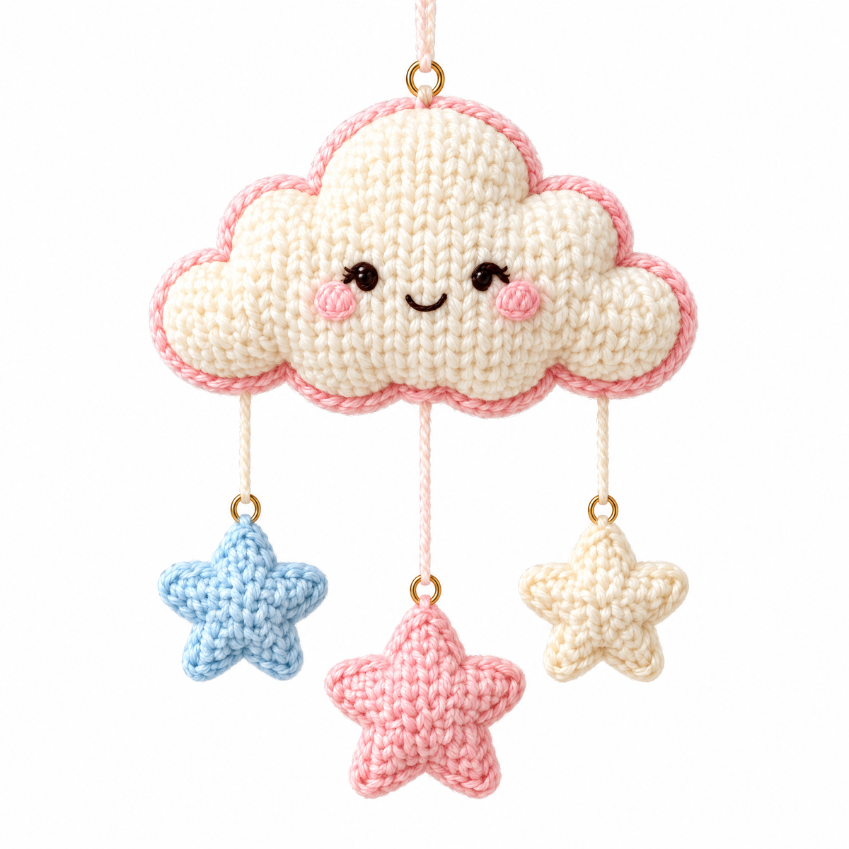 𝒁𝒖𝒙𝒒𝒆𝒗𝒓™ Smiling Cloud & Stars Crochet Wall Hanging