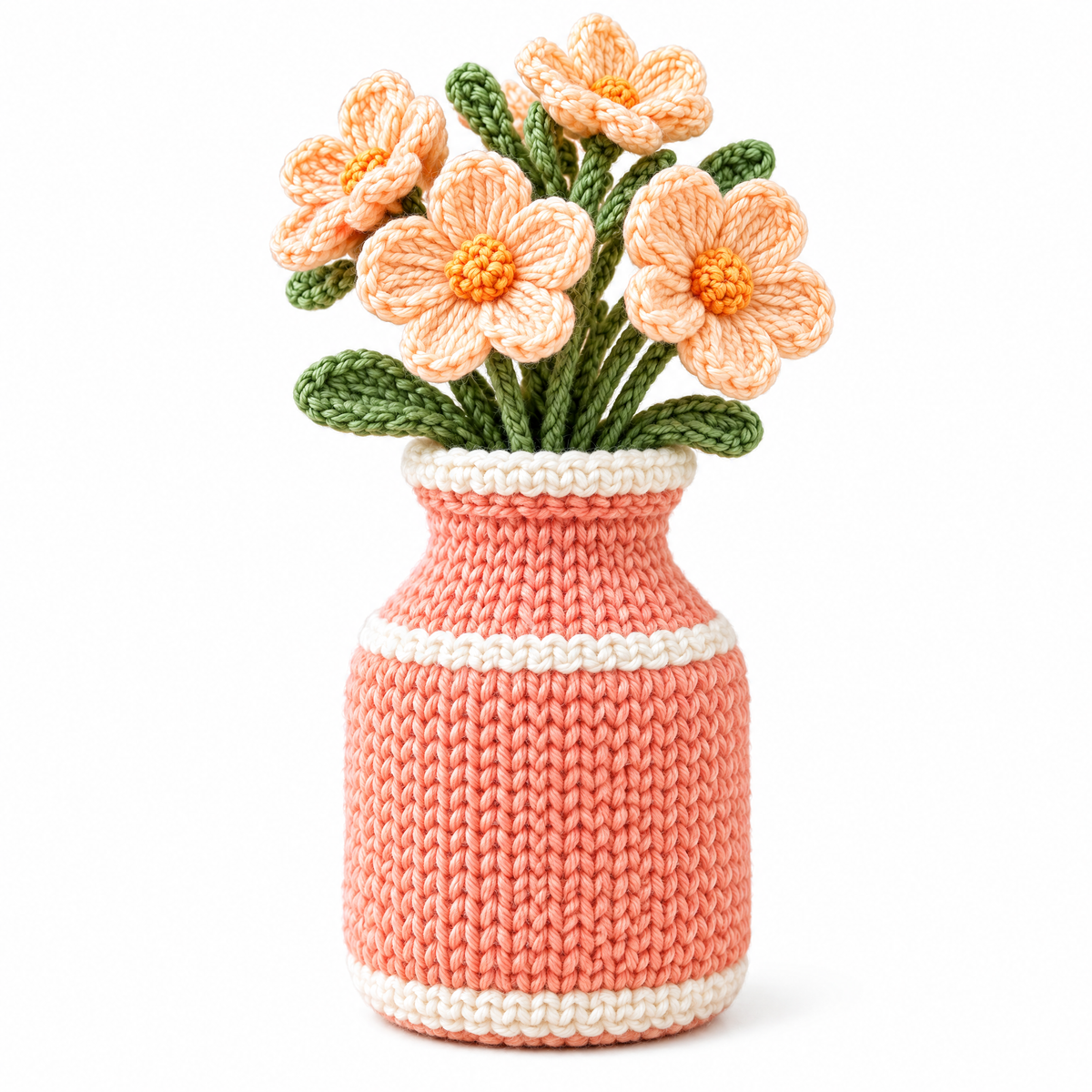 𝒁𝒖𝒙𝒒𝒆𝒗𝒓™ Peach Blossom Crochet Vase Arrangement