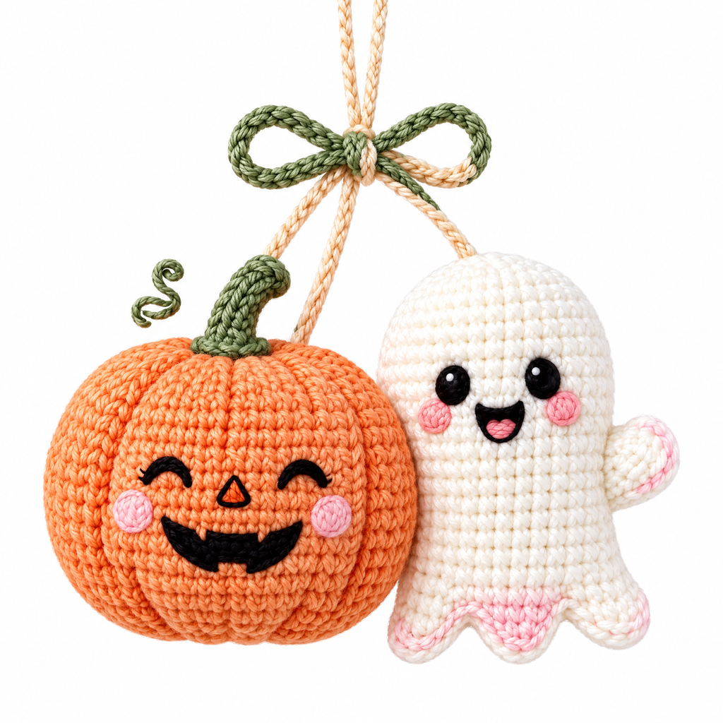 𝒁𝒖𝒙𝒒𝒆𝒗𝒓™ Pumpkin & Ghost Crochet Hanging Decoration