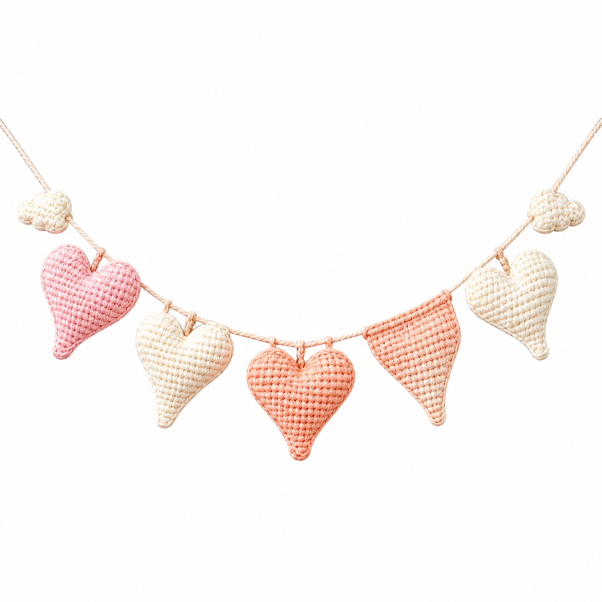 𝒁𝒖𝒙𝒒𝒆𝒗𝒓™ Pastel Crochet Heart Bunting