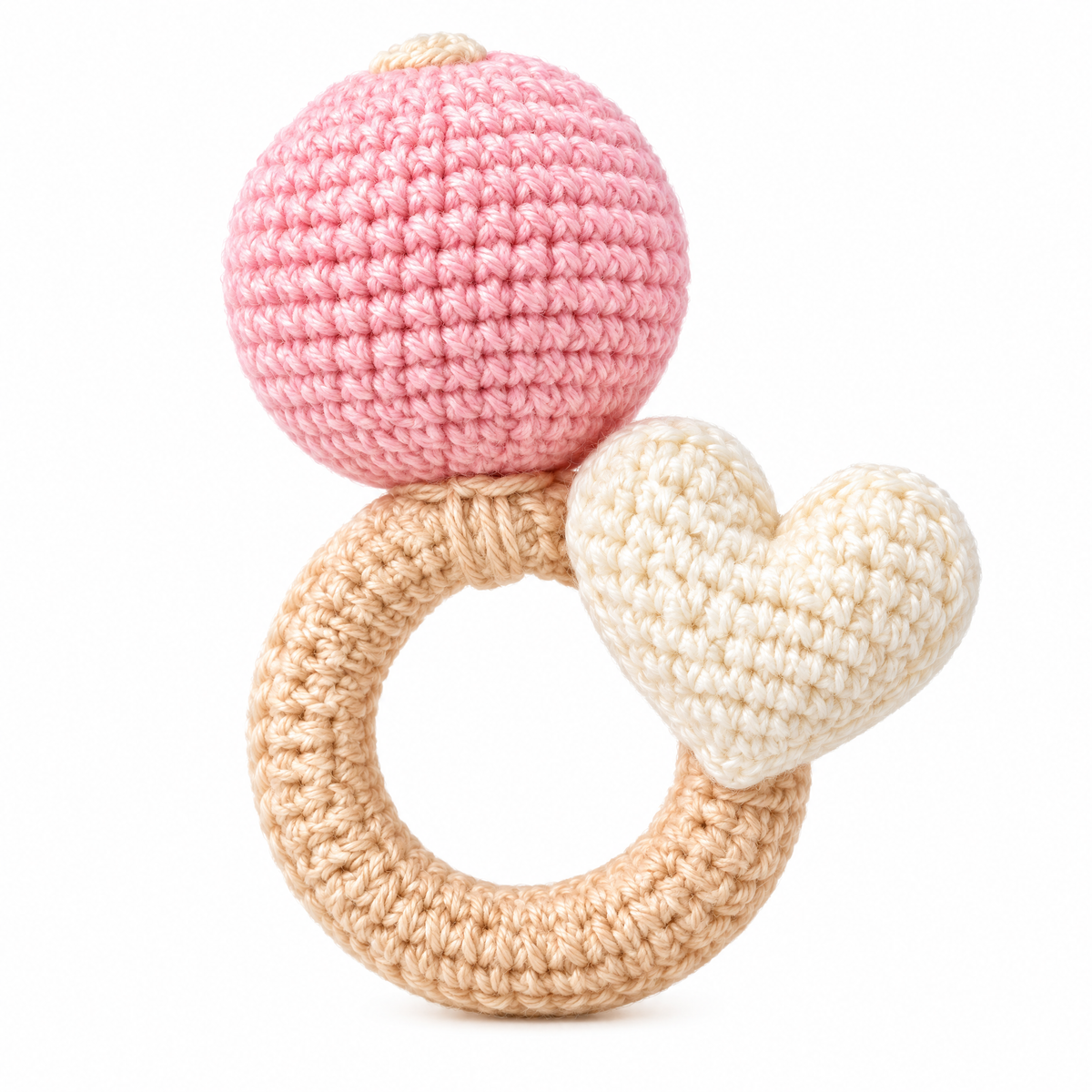 𝒁𝒖𝒙𝒒𝒆𝒗𝒓™ Pink & Cream Crochet Heart Ring