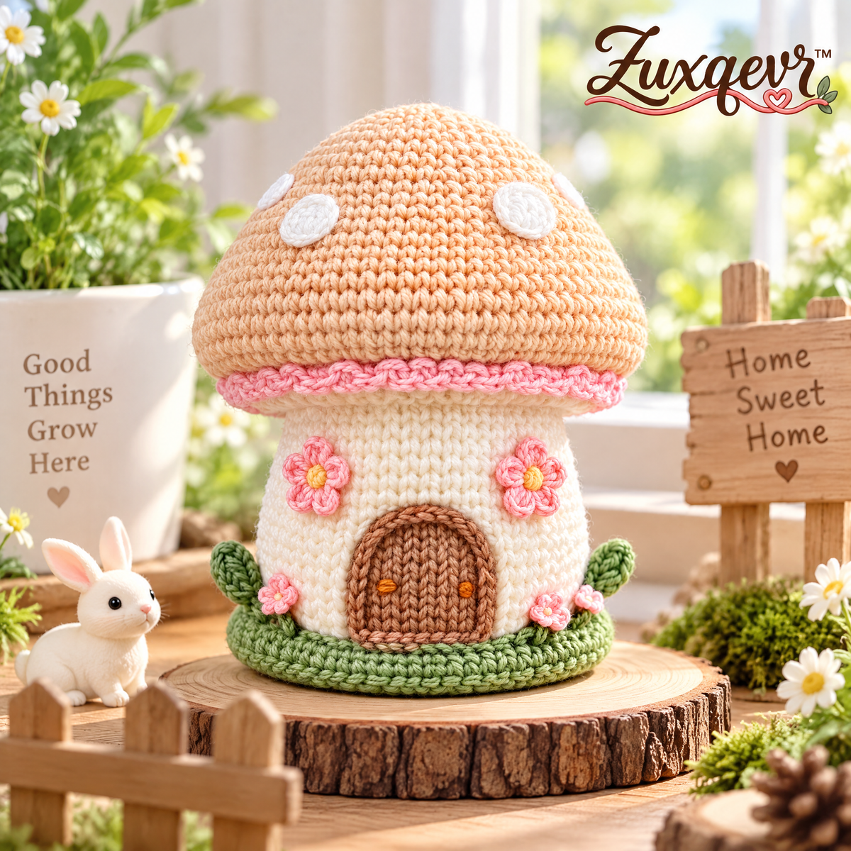 𝒁𝒖𝒙𝒒𝒆𝒗𝒓™ Daisy Mushroom Cottage Crochet Decor