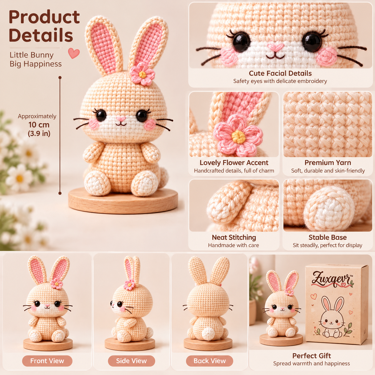 𝒁𝒖𝒙𝒒𝒆𝒗𝒓™ Flower-Ear Crochet Bunny