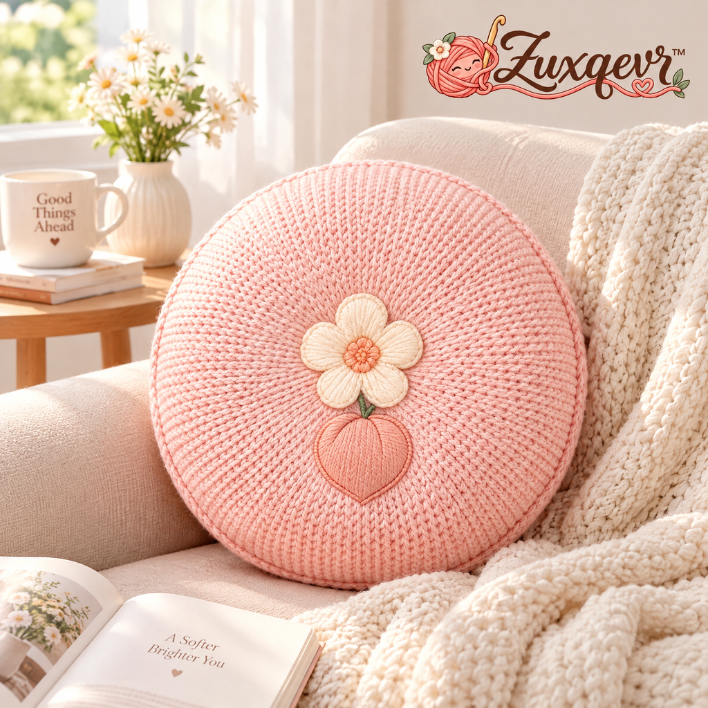 𝒁𝒖𝒙𝒒𝒆𝒗𝒓™ Pink Daisy Round Knit Cushion