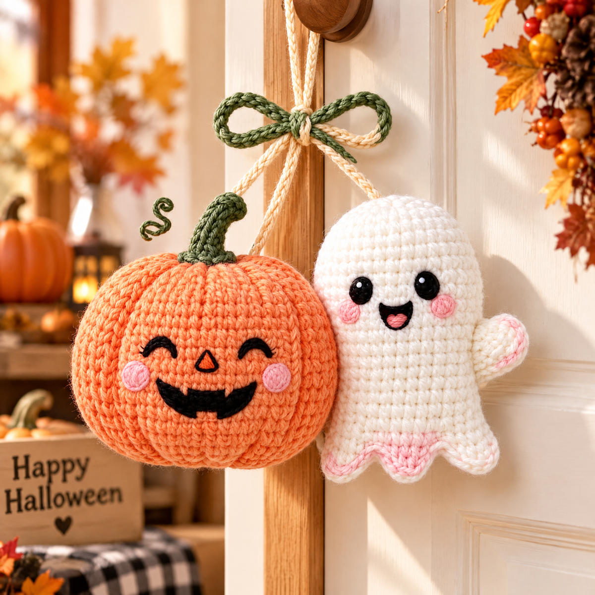 𝒁𝒖𝒙𝒒𝒆𝒗𝒓™ Pumpkin & Ghost Crochet Hanging Decoration