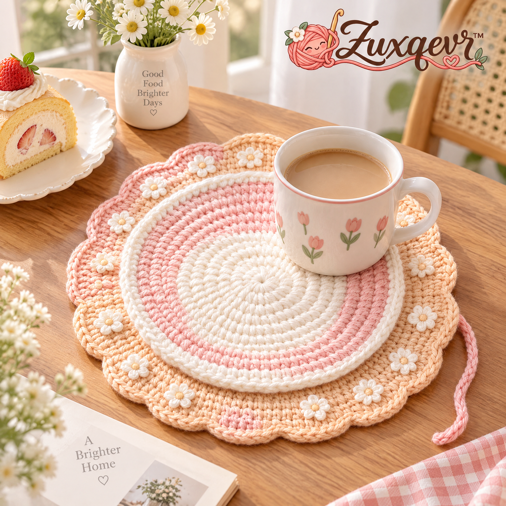 𝒁𝒖𝒙𝒒𝒆𝒗𝒓™ Daisy Scalloped Crochet Table Mat